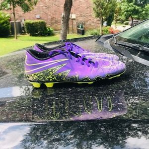 Purple hypervenom soccer shoes